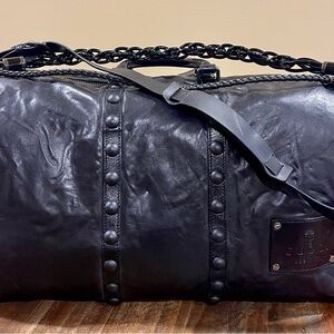 GUCCI Black Leather Large Tavel Duffle Bag Tote for Men or Women